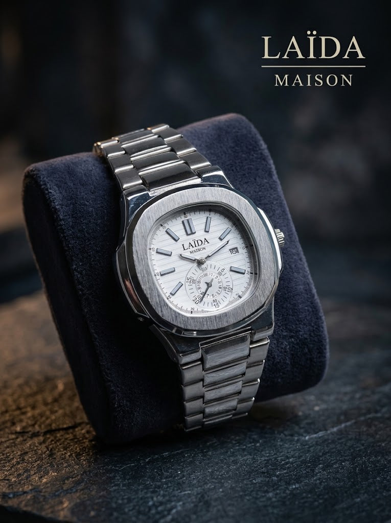 Laïda Maison™ - Beyaz Kadran Erkek Kol Saati