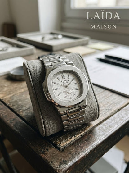 Laïda Maison™ - Beyaz Kadran Erkek Kol Saati