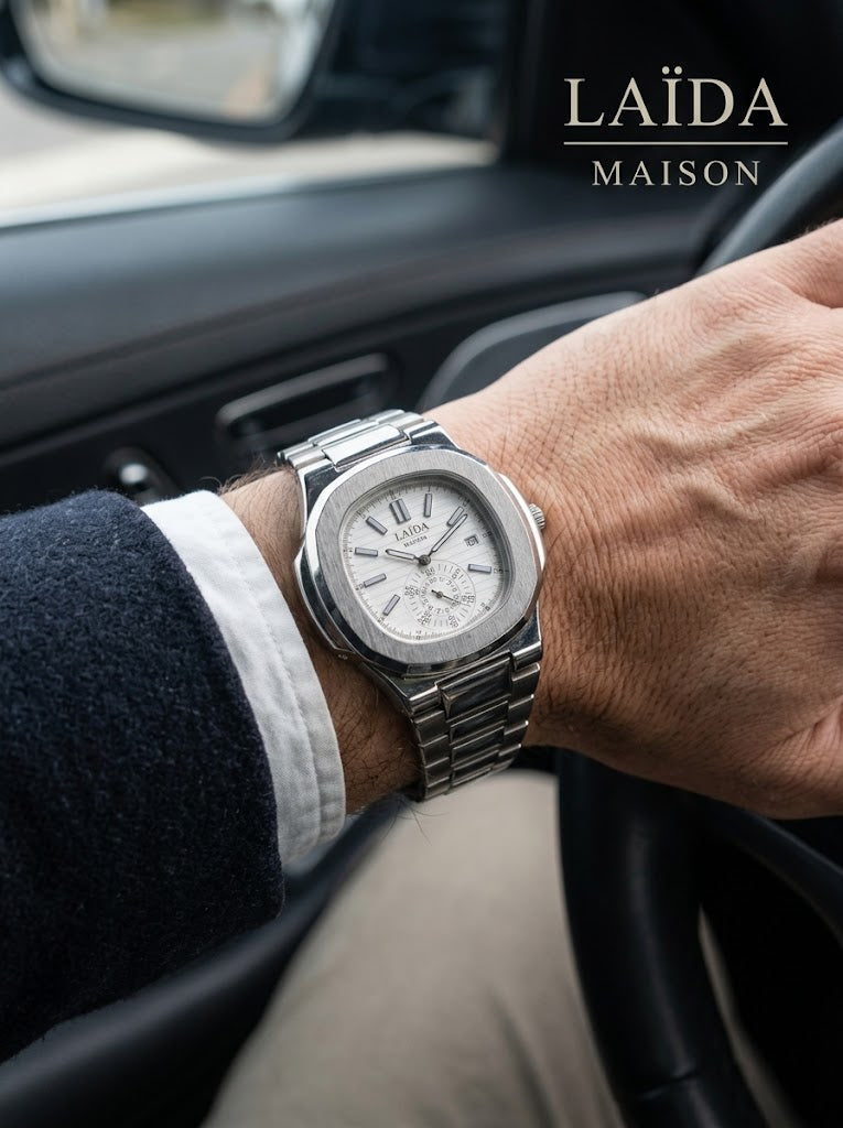 Laïda Maison™ - Beyaz Kadran Erkek Kol Saati
